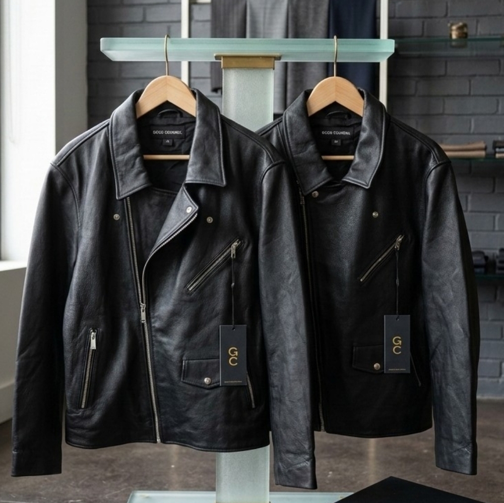 100% Goat Leather Moto Jacket,real Leather By Good Council Brand